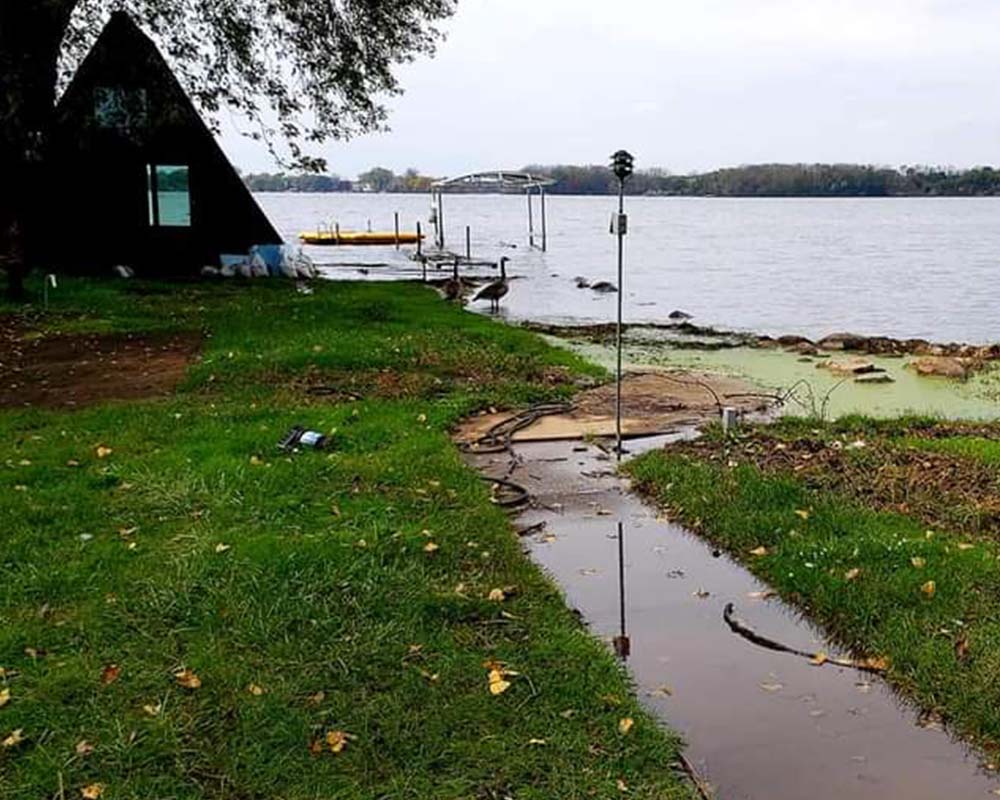 A zoomed out view of the old lake house